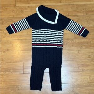 Navy Knit Toddler Romper with Stripes (age 2-3)
